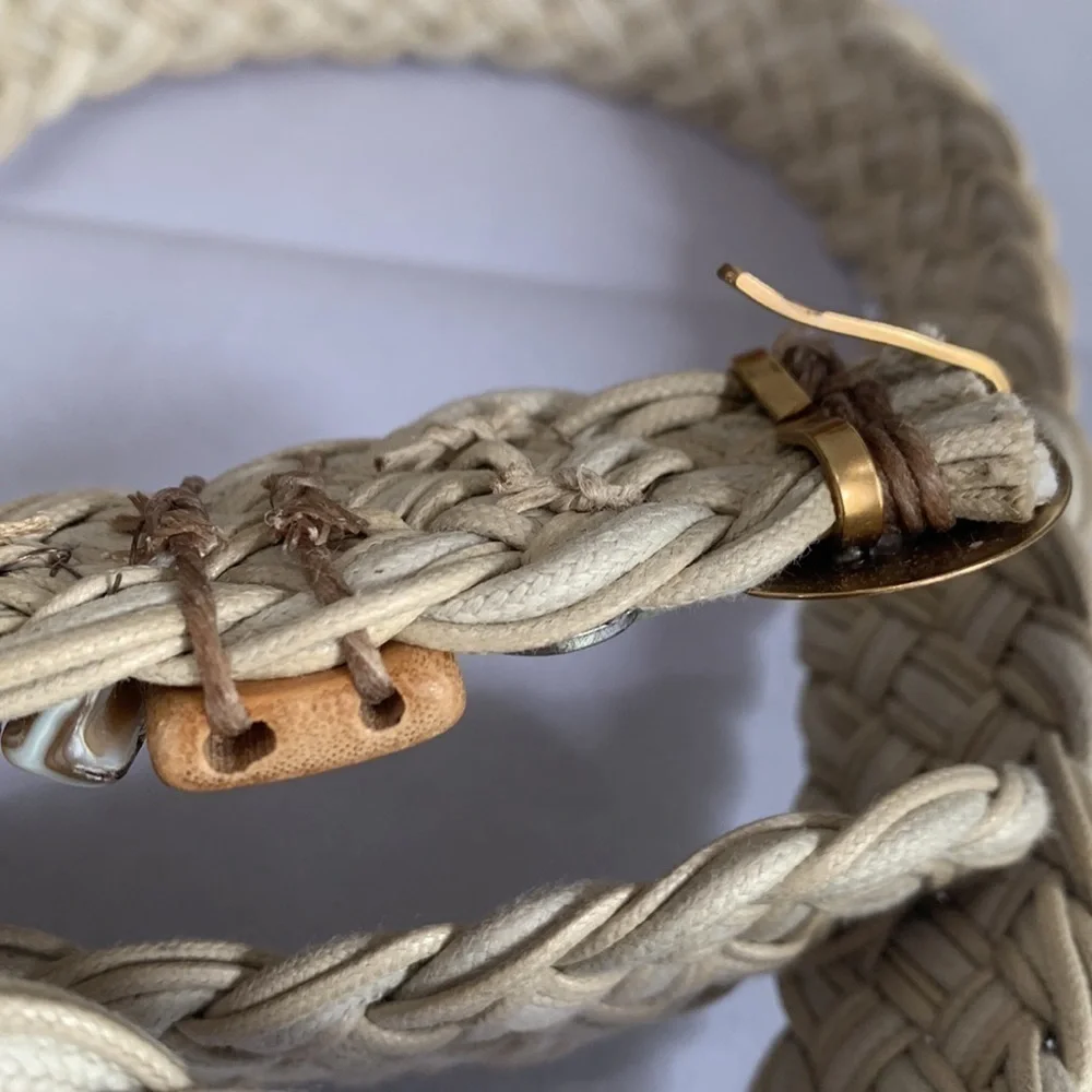 Braided Multimedia Metal Stone and Wood 1980’s Belt